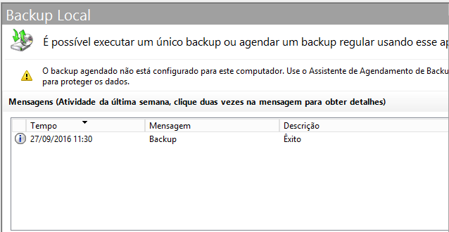Backup concluído no Windows Server 2012