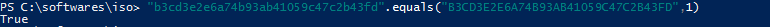 Método equals no Windows Powershell - Comparando hashes MD5