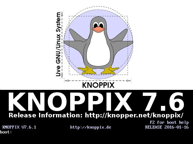 Linux KNOPPIX 7.6 inicializando