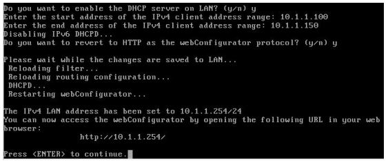 Configuração do DHCP e HTTP como protocolo para gerência ​WEB no pfSense