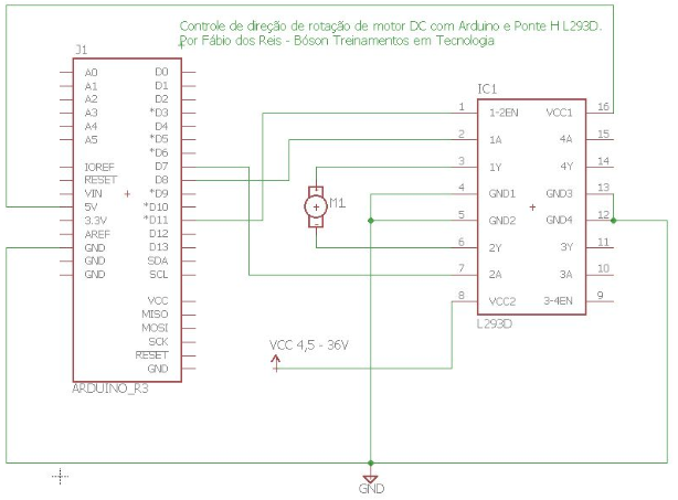 Controle de direção de rotação de motor DC com arduino e ponte H