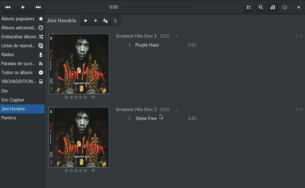 Tocador de música Lollypop no Linux Fedora