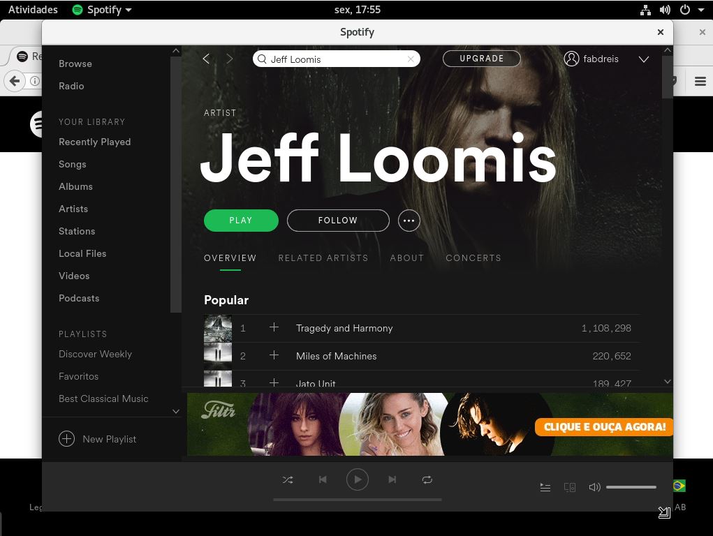 Spotify rodando no Fedora Linux