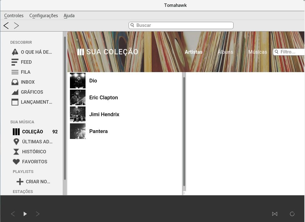 Tocador de Músicas Tomahawk no Linux Fedora