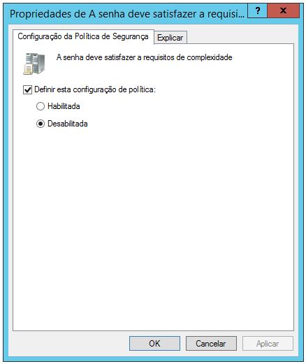 Desabilitando a complexidade de senhas no Windows Server 2012