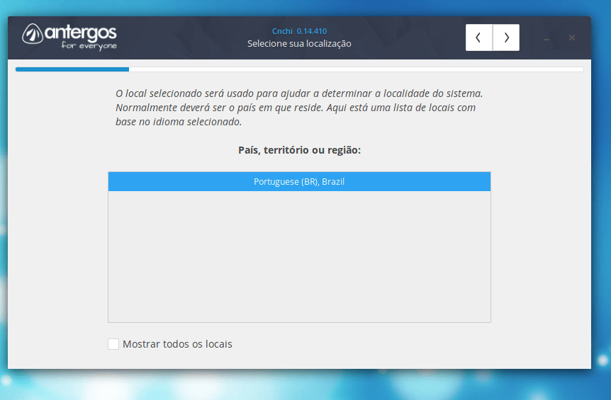 País, Território ou Região no Linux Antergos