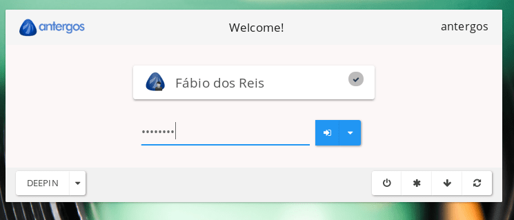 Tela de Login do Linux Antergos