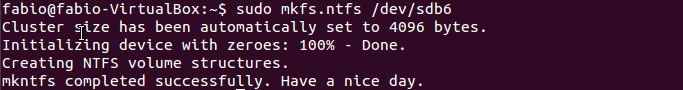 Formatar partição no Linux com NTFS do Windows