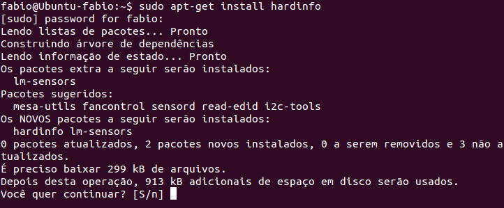 Utilitário hardinfo no Linux