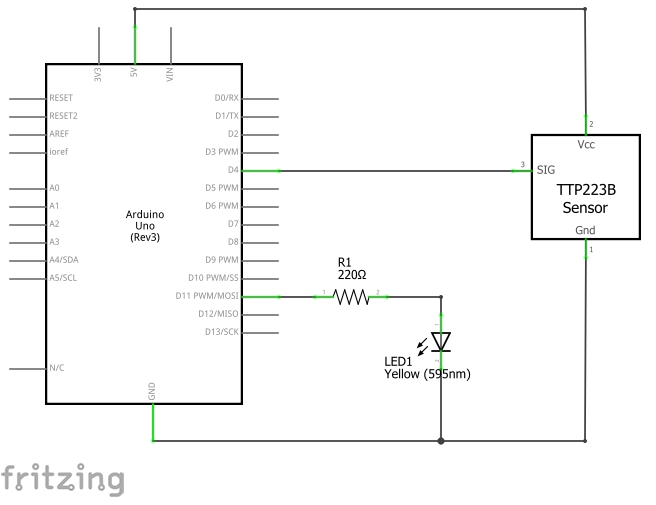 Sensor Capacitivo de Toque TTP223B com Arduino