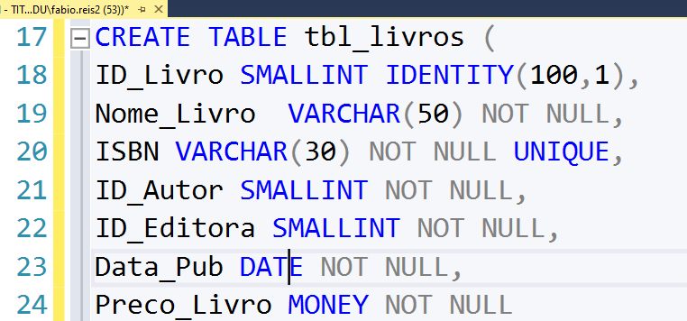 linhas numeradas em scripts do sql server