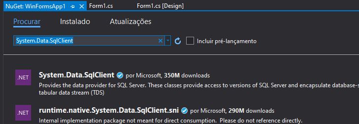 Erro System.Data.SqlClient no Visual Studio