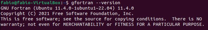 GFortran instalado em um Linux Ubuntu, por Fábio dos Reis.