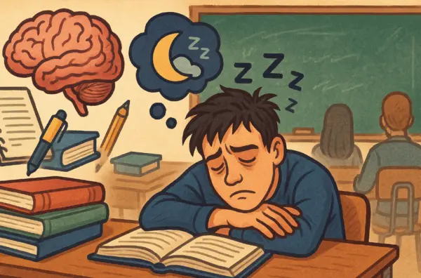 Aluno dormindo durante uma aula - visão muito comum na escola!