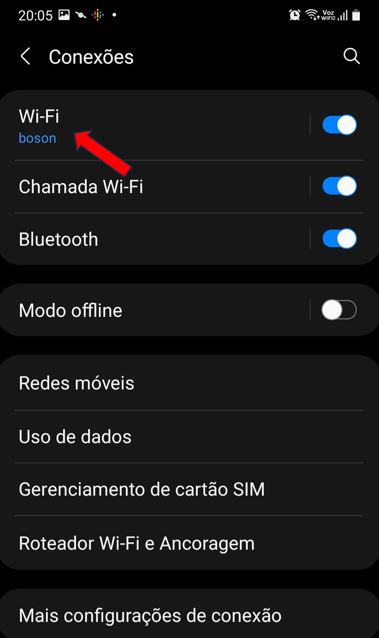 Conexão Wi-Fi em smartphone Android